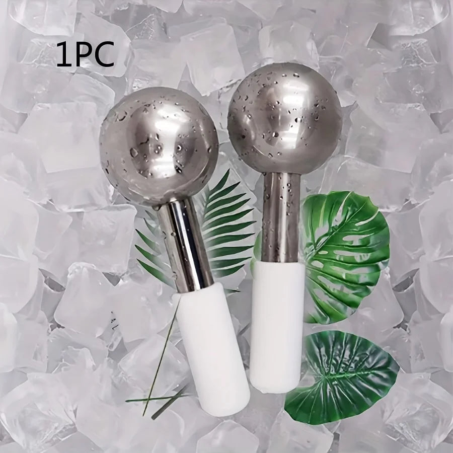 1PC Facial Ice Hockey Cold and Hot Stainless Steel Facial Roller Beauty Spa Cooling Ball, Low-temperature Freezing Rod