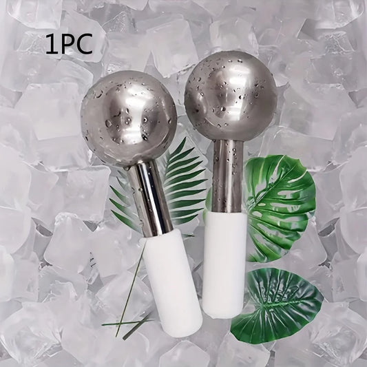 1PC Facial Ice Hockey Cold and Hot Stainless Steel Facial Roller Beauty Spa Cooling Ball, Low-temperature Freezing Rod