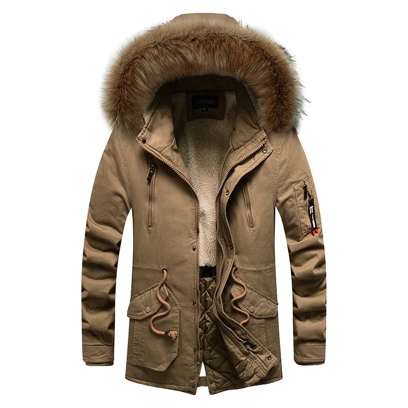 Camouflage Jacket Winter Hooded Velvet Thick Windproof Coat Men Warm Male's Medium-long Parkas New Mens Camo Parka Coat