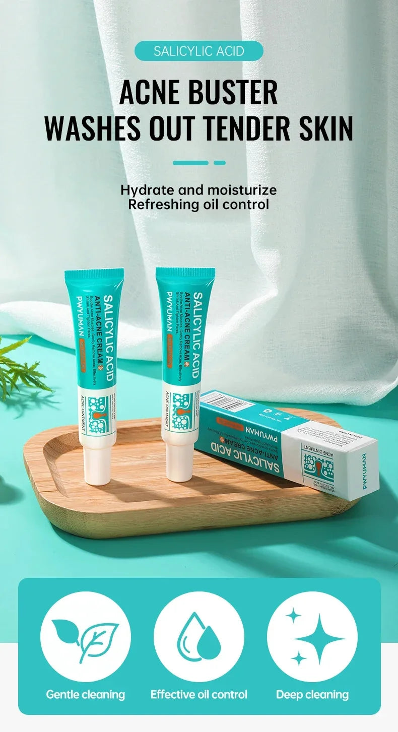 Acne Removal Cream Salicylic Acid Anti-Acne Fade Redness Pimple Scar Gel Shrink Pore Whitening Moisturizing Facial Skin Care 30G