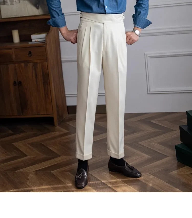 2023 Autumn/winter New Italian Style High-waisted Straight-leg Long Pants Casual Versatile Trousers For British Men