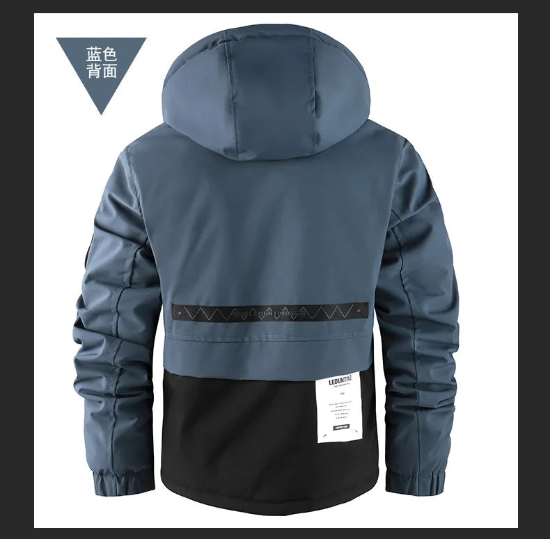 New men's thick padded jacket outdoor warm padded jacket winter men's large size hooded jacket waterproof