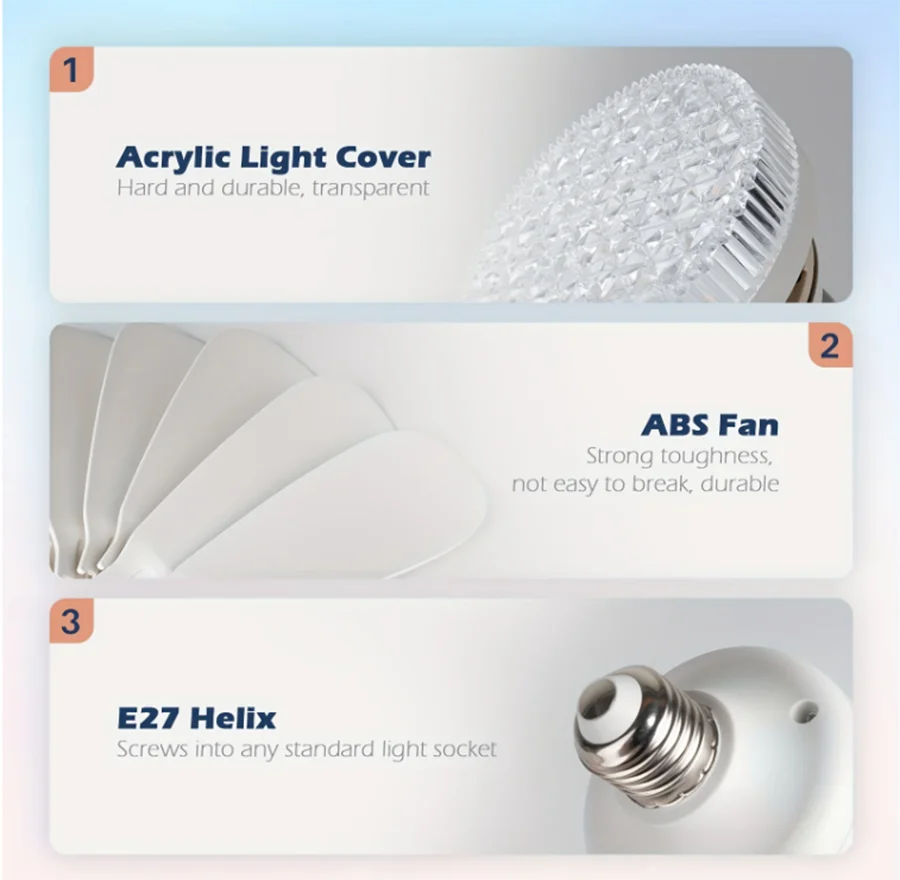 Modern small E27 screw fan light lighting remote control smart silent LED ceiling fan bedroom kitchen toilet 40W Indoor lighting