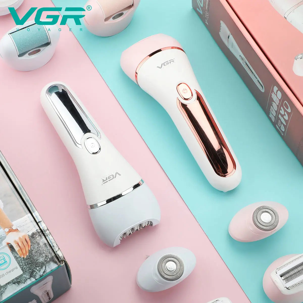 VGR Hair Trimmer Professional Hair Removal Tool Electric Epilator Lady Shaver Waterproof Hair Remover Epilator for Women V-733