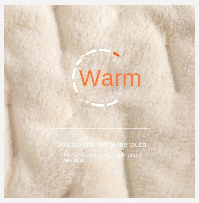 2024 new men's imitation wool cotton jacket thick and warm plus size loose and casual versatile solid color simple hooded top