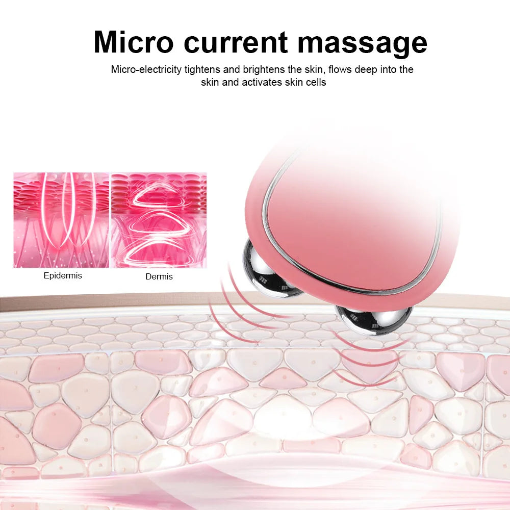 EMS Facial Massager Microcurrent Face Lifting Machine Anti Wrinkle Roller Skin Tightening Rejuvenation Beauty Charging Facial