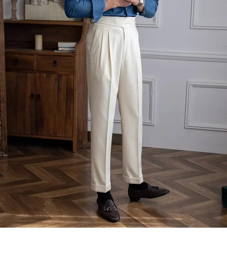 2023 Autumn/winter New Italian Style High-waisted Straight-leg Long Pants Casual Versatile Trousers For British Men