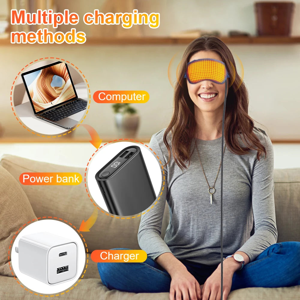 Electric Heating Eye Mask Infrared Hot Compress Eye Massager Relieve Fatigue Reduce Dark Circles Sleep Shade Eye Massage Glasses