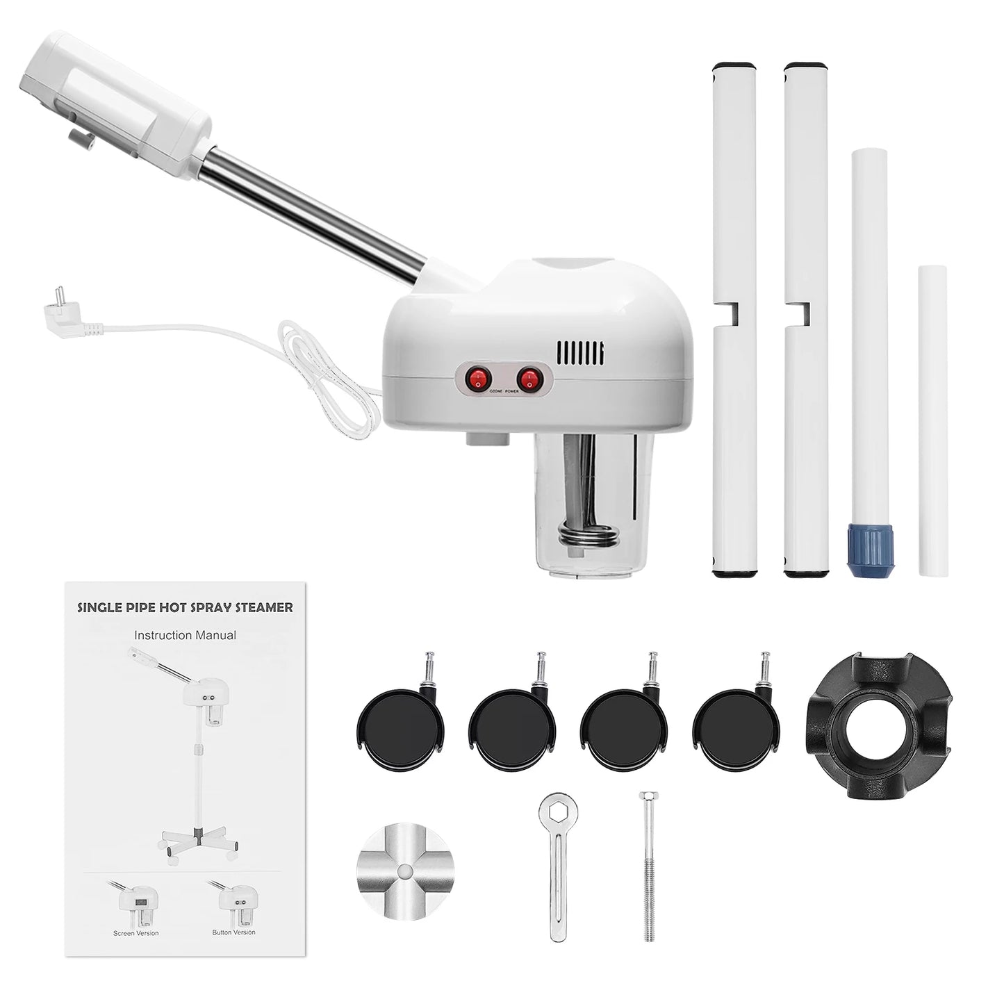 750ml Ozone Facial Steamer Height Adjustable Sprayer 360° Rotatable Movable Skin Care Equipment for Salon Beauty Spa White/Black
