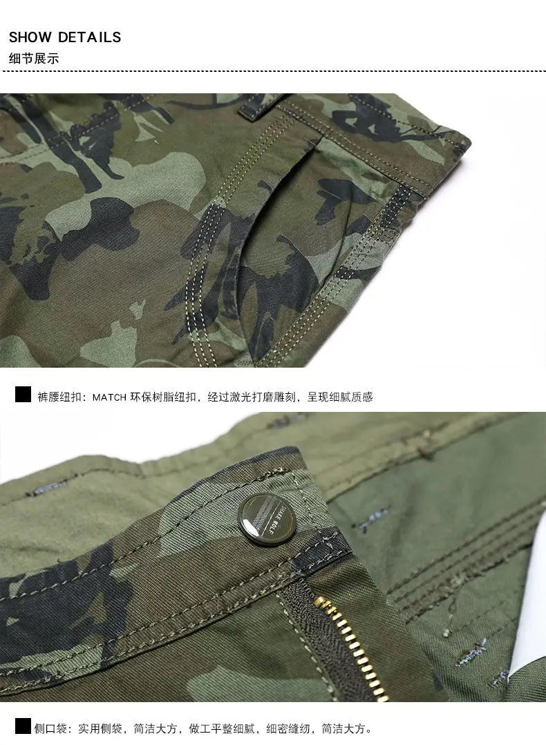 Military Men Camouflage Tactical Cargo Shorts Summer New Y2k Multiple Pockets Loose Big Size Outdoor Sports Knee Lenght Pants