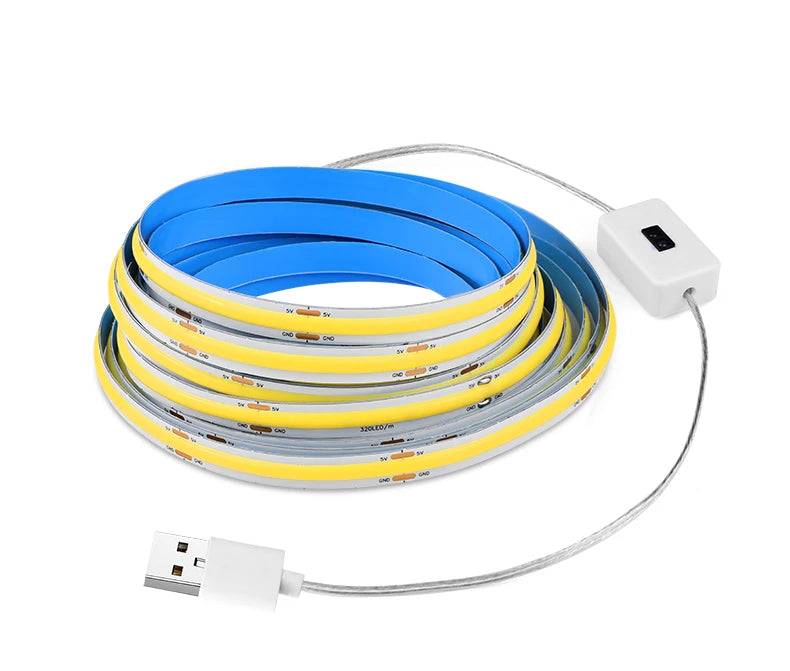 320 Leds/M DC5V USB COB LED Strip Light with Hand Sweep Motion Sensor LED Lights Tape Waterproof Kitchen Cabinet Lamp Ribbon