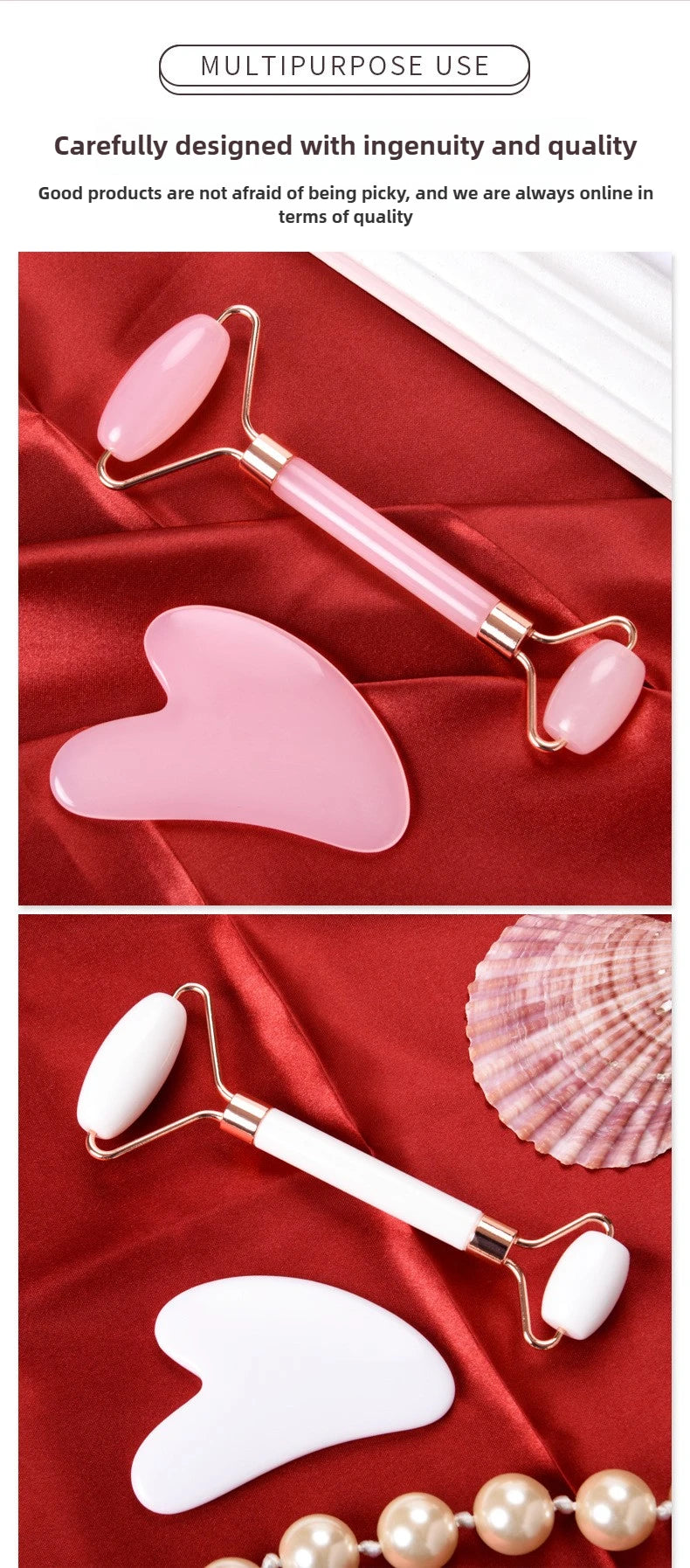 Gua Sha Massage Board for Face Rose Pink Guasha Set Plate Jade Face Massager Scrapers Tools for Face Neck Back Body