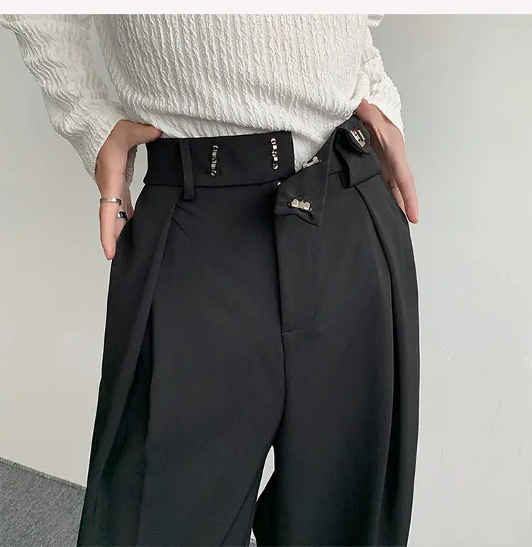 2023 New Black Suit Pants Men Fashion Social Mens Dress Pants Korean Loose Oversized Wide Leg Pants Mens Formal Trousers M-2XL