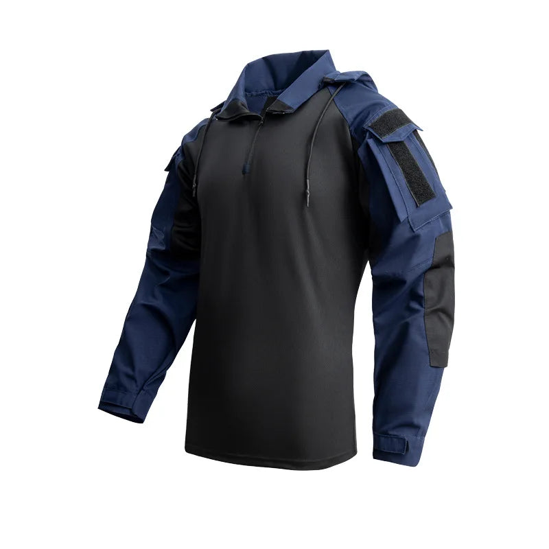 Combat Shirts Hoodies Tops Men Airsoft Tactical Shirt 1/4 Zip Long Sleeve Paintball Camping Hunting Work Clothing Wear Resistant