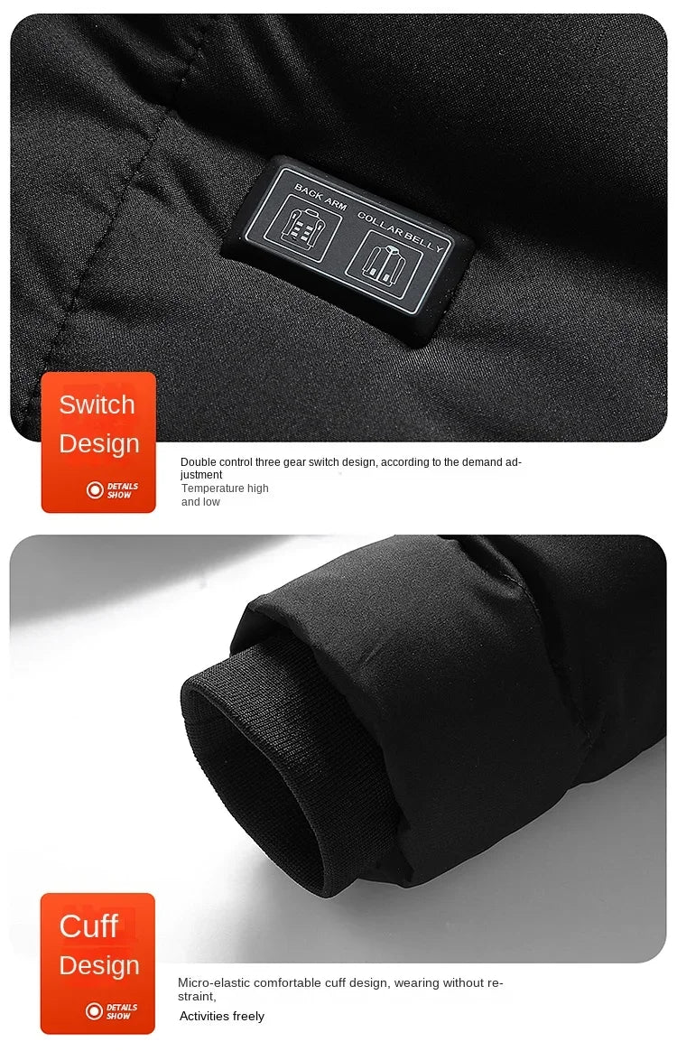 11 Zone Heating Jacket Vest Men Electric Heating Padded Jacket Usb Heating Clothes Outdoor Women Cold-proof Warm Ski Down Jacket