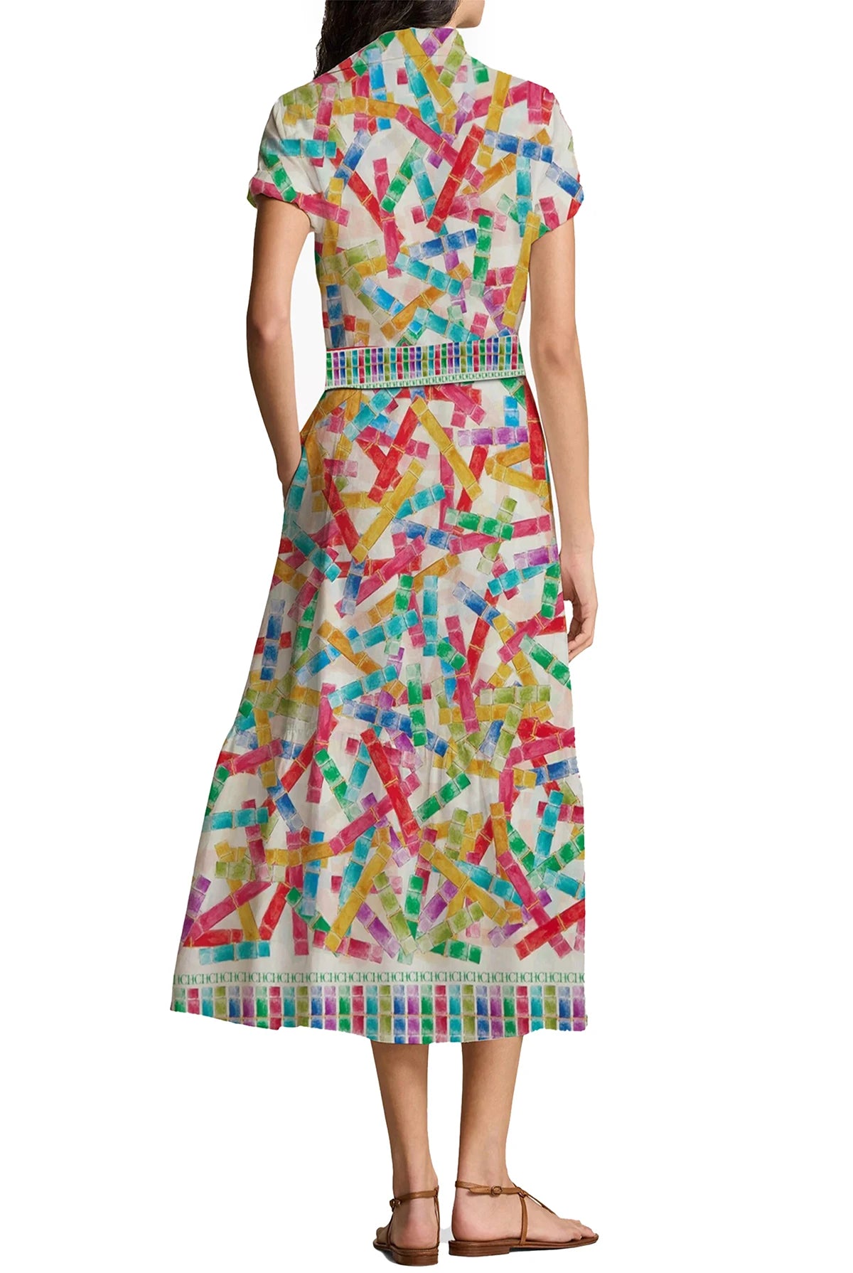 CHCH Summer Chic Printed Long Dress Women Fashion Lapel Half Sleeve Single Breasted Shirt Dresses 2024 Female Commuting Outfits