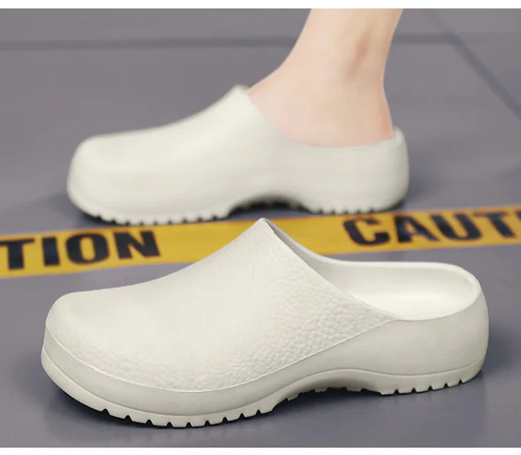 Eyriphy Kitchen Waterproof Slippers For Men Work Garden Shoes Non-Slips Rubber Mules Mens Fishing Slides Casual Cozy Home Sandal