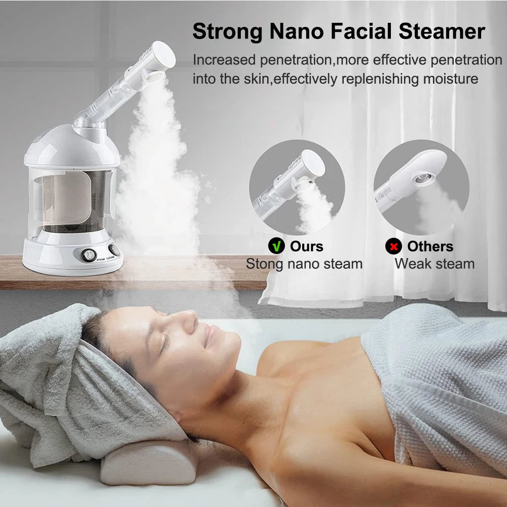 Facial Steamer For Face Vaporizer Hot Mist Sprayer Moisturizing Nano Humidifier Professional Hydrating Skin Care Facial Steamer