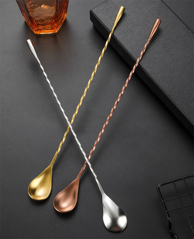 30/40/50cm Long Spiral Handle Cocktail Spoon Bartender Drink Shaker Muddler Stirrer Whisky Mixing Rod Kitchen Bar Utensils