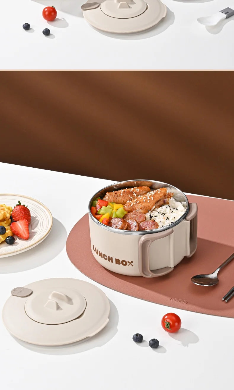 304 Stainless Steel Instant Noodles Ramen Bowl With Lid Fruit Salad Rice Soup Bowl Kitchen Tableware Large Capacity Lunch Box