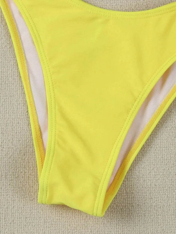 Sexy Solid Strapless Bikini 2 Piece Set Women Split Swimsuit Low Waist Beach Backless Bikini 2025 New Summer Swimwear Bikini Set