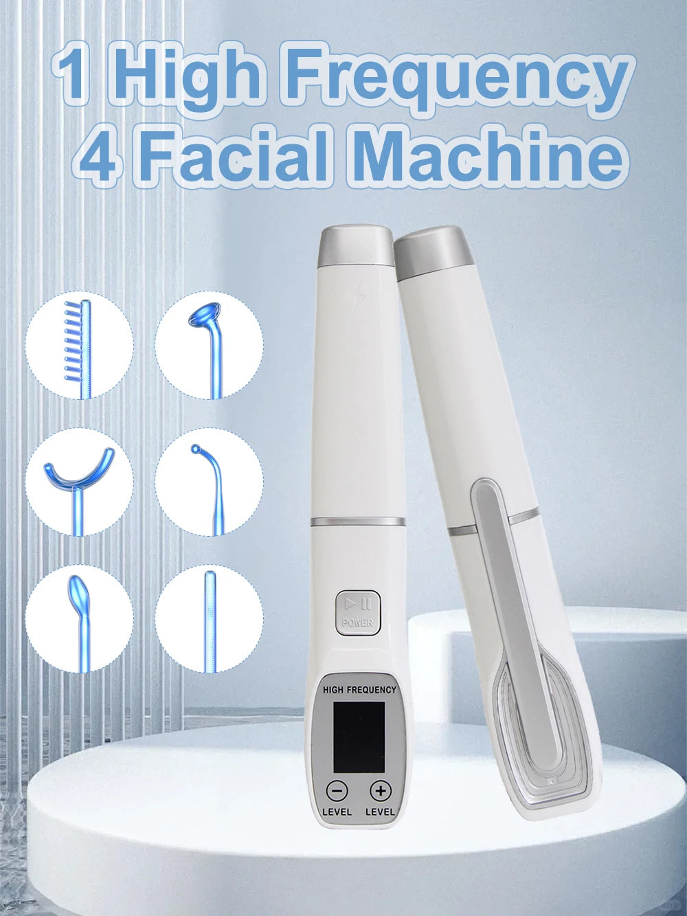 Darsonval Facial High Frequency Machine Screen Display 6 in1 Blue Hair Face Skin Care Beauty Device Anti Acne Spot Remove Wrinkl