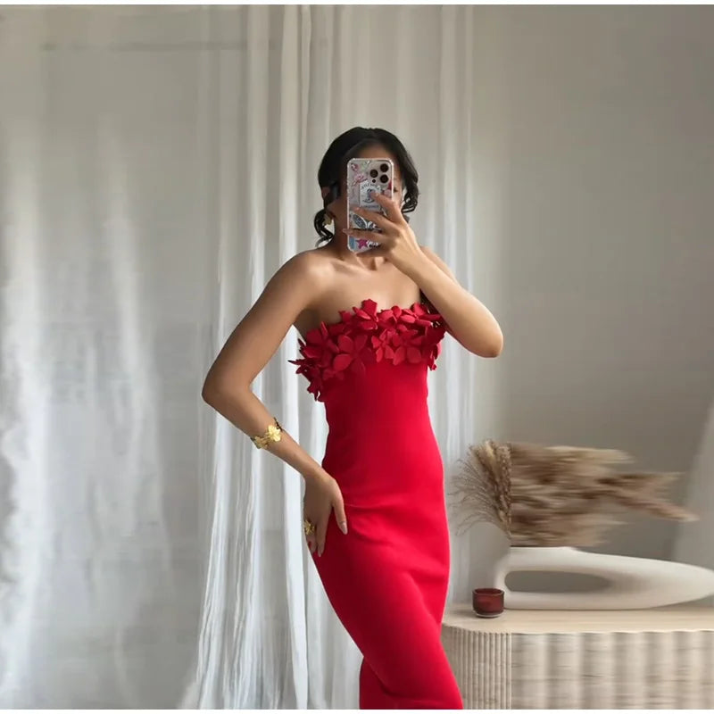 Sexy Off Shoulder Ruffles Women's Dresses Fashionable Lace Up Solid Slim Fit Long Dress Female Summer Beach Holiday Party