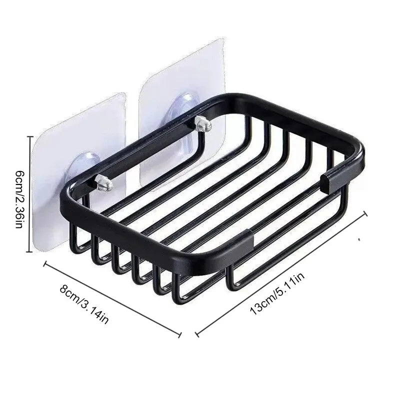 1pc Wall Mounted Aluminum Soap Rack, Kitchen, Bathroom, Draining Soap Mesh, Soap Storage Rack, Multi-purpose