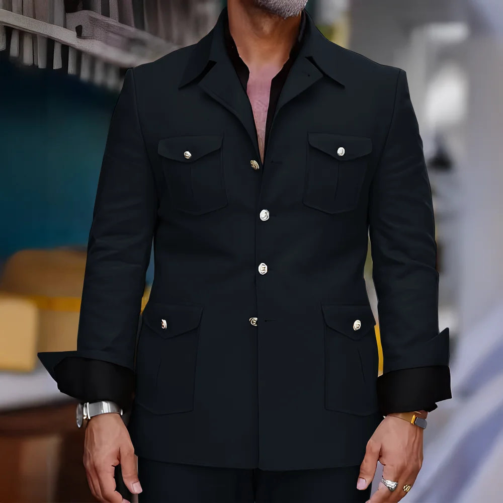 Tailored Casual Men Suits Orange 2 Pieces Set Safari Design Collar Autumn Coat Pant Business Designer Jacket Pant Men Prom Suits