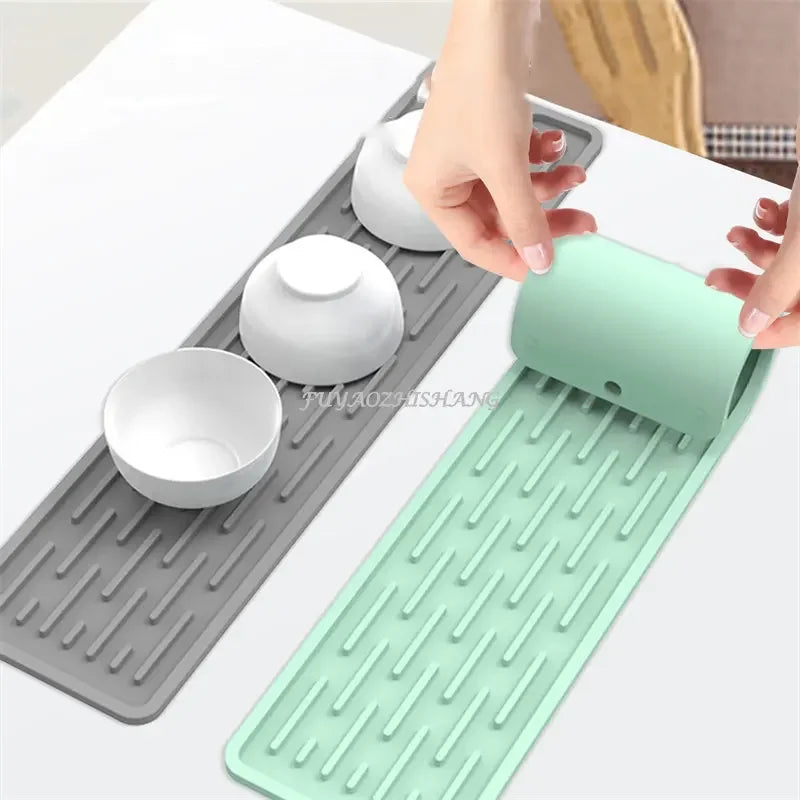 Kitchen Silicone Faucet Mat Drip Protection Pads Faucet Water Catcher Mat Sink Drain Pad Waterproof Non-slip Bathroom Gadget