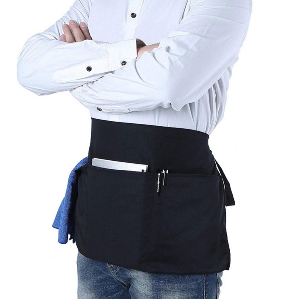 Waiter Apron Multiple Pockets Wear Resistant Waist Apron Lace Up Design Waterproof with Long Straps Half Short Apron Kitchen