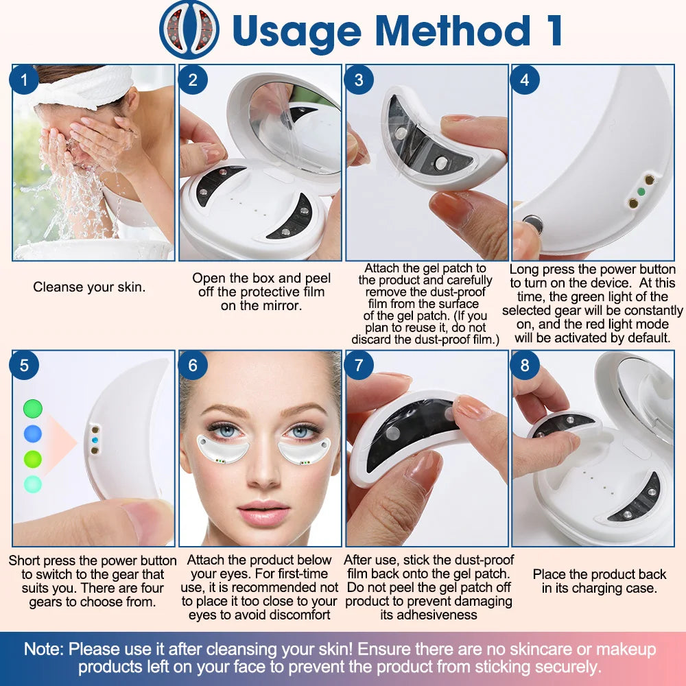 EMS Microcurrent Eye Beauty Device Electric Eye Massage Pad Heating Red Light Therapy Relieve Eye Fatigue Reduce Dark Circle