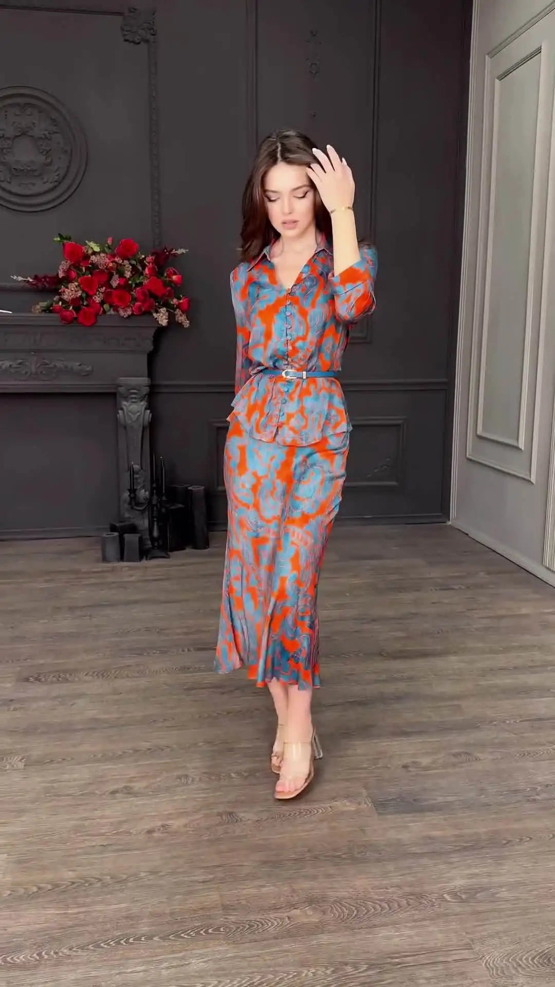 European and American Summer New Long Dress for Women. Fashionable Printed, Slim-fitting Retro Skirt and A Casual Dress Set.