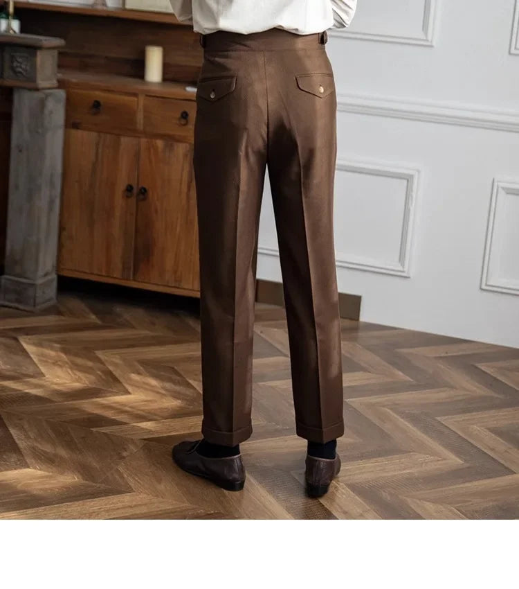 2023 Autumn/winter New Italian Style High-waisted Straight-leg Long Pants Casual Versatile Trousers For British Men