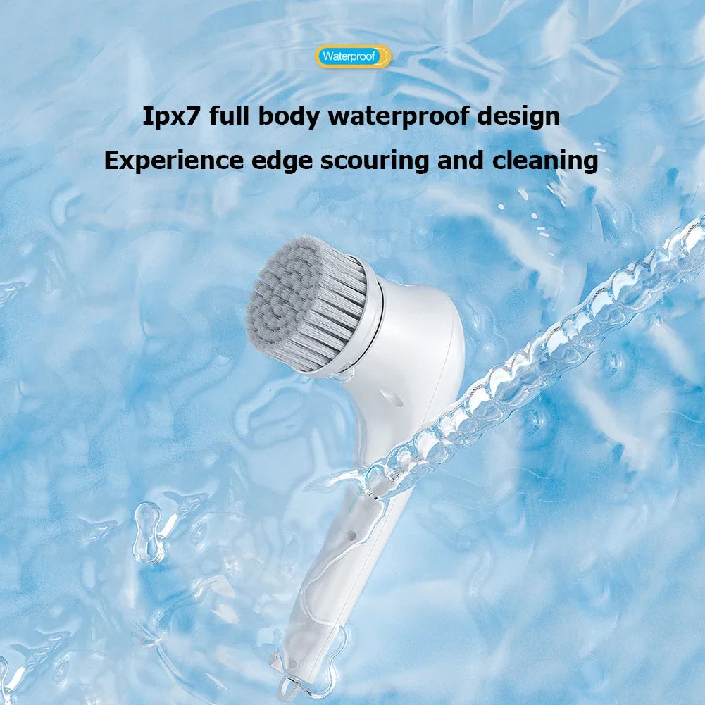 Household Cleaning Brush Multifunction USB 5 in 1 Bathroom Supplies Tools Dishwashing Brush Kitchen Gadgets Charging Mode Toilet