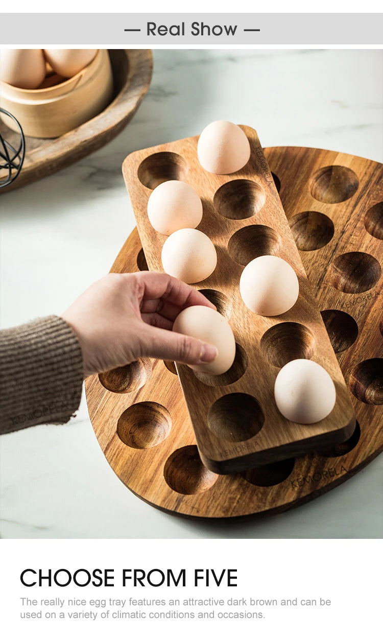 Wooden Egg Storage Box Eggs Tray Home Storage Rack Multi-Compartment Eggs Holder Kitchen Cooking Refrigerator Keep Fresh Tools