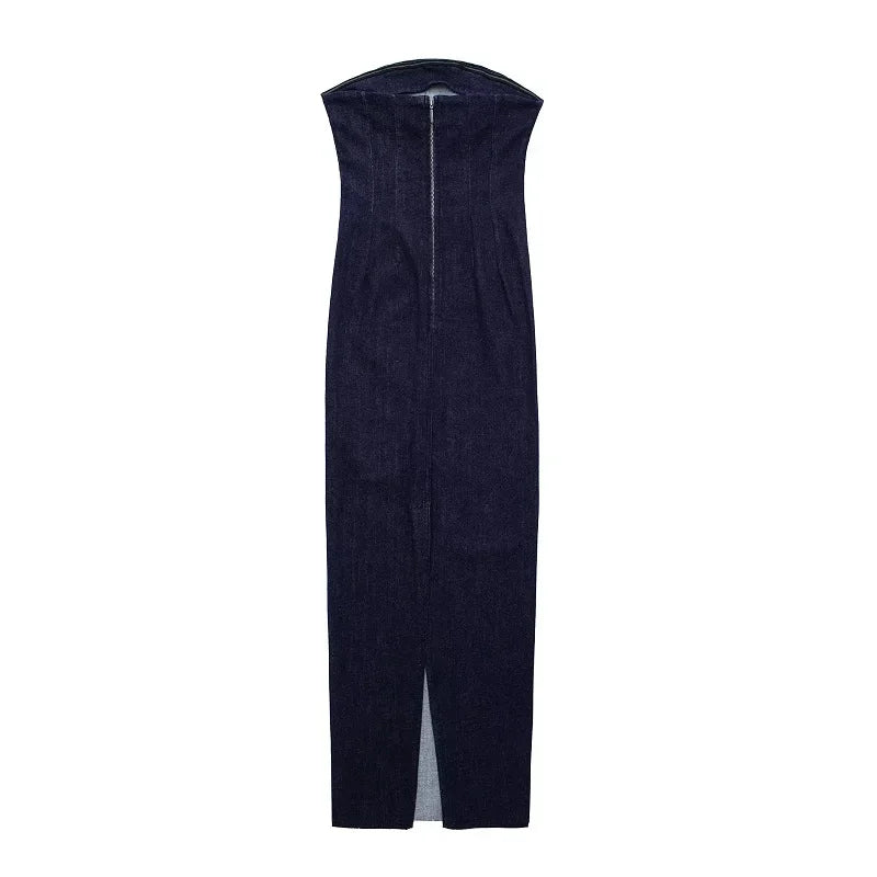 Off Shoulder Denim Dress Woman Blue Corset Long Dress Women Midi Bodycon Dresses For Women 2025 Elegant Party Dresses