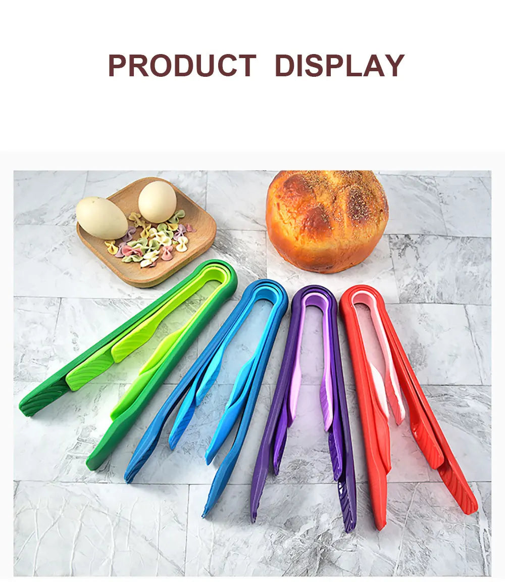 Silicone world 3pcs PP Food Tong Kitchen Tongs Non-slip Cooking Clip Clamp BBQ Salad Tools Kitchen Accessories Cake Food Clip