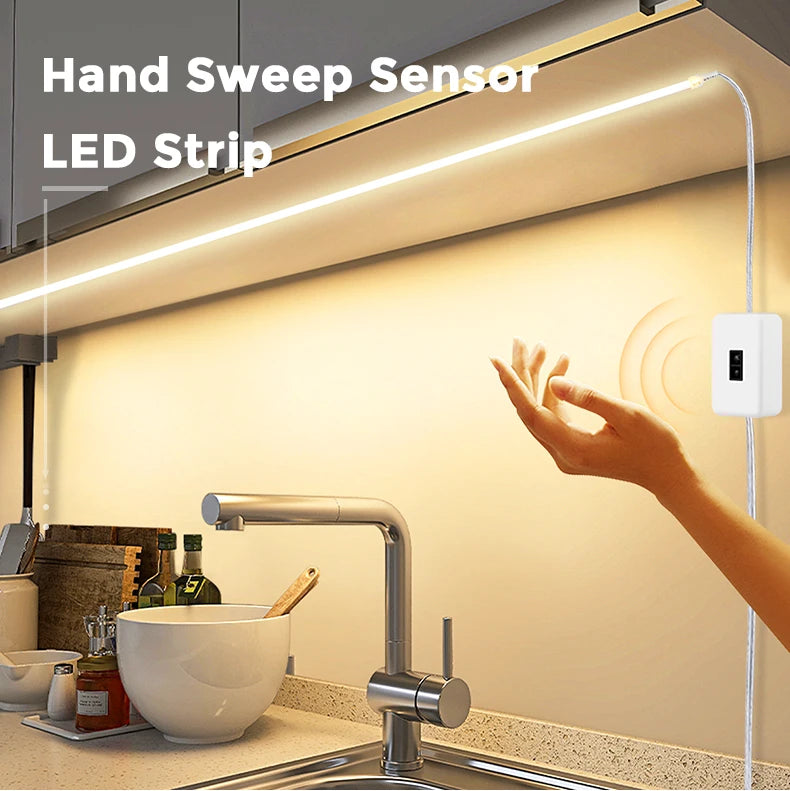 320 Leds/M DC5V USB COB LED Strip Light with Hand Sweep Motion Sensor LED Lights Tape Waterproof Kitchen Cabinet Lamp Ribbon