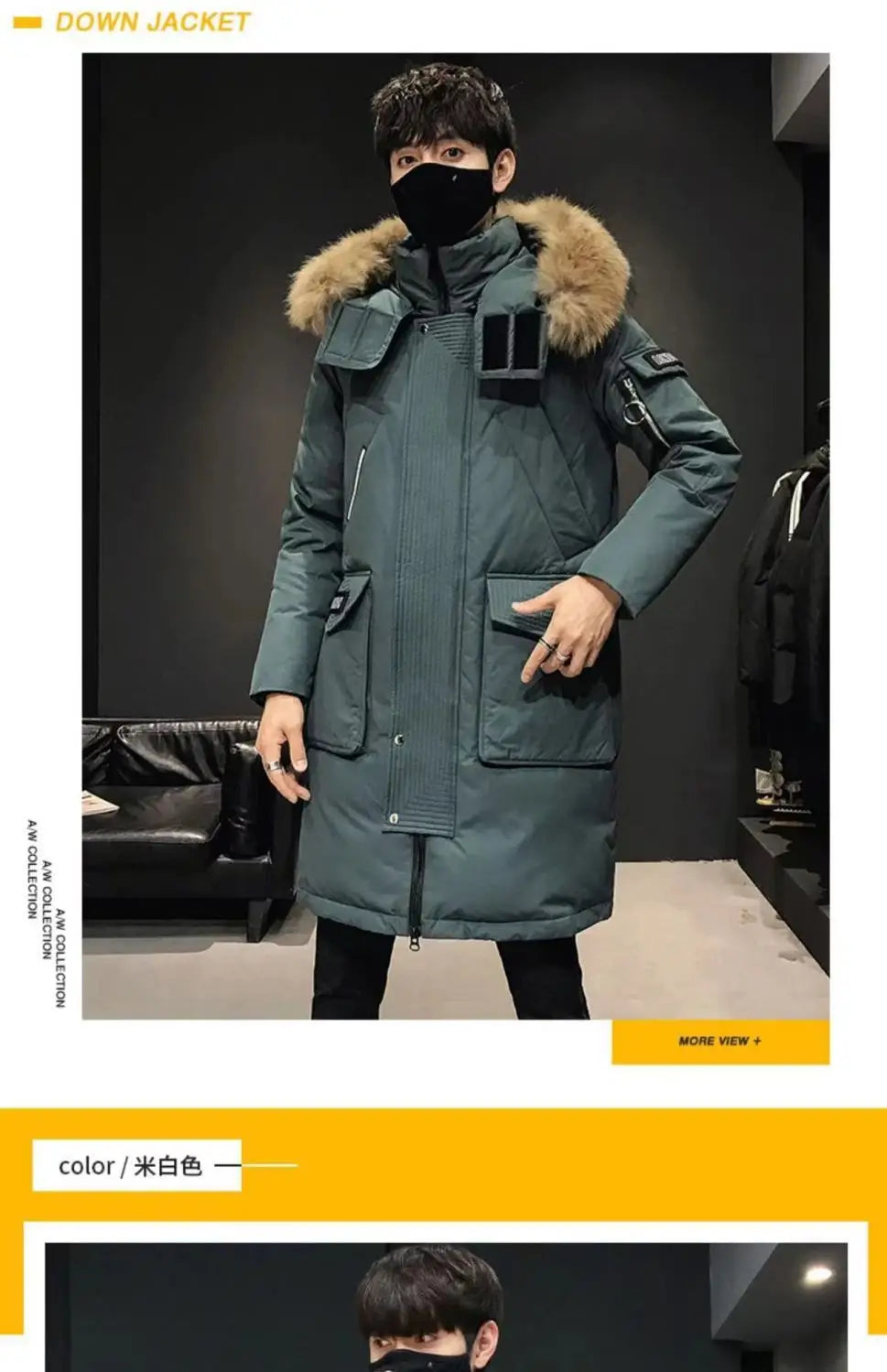Autumn Winter Thickened Warm Cold-proof Mid-length Over-the-knee Jackets Men's Loose Casual High Street Parkas Male Clothes