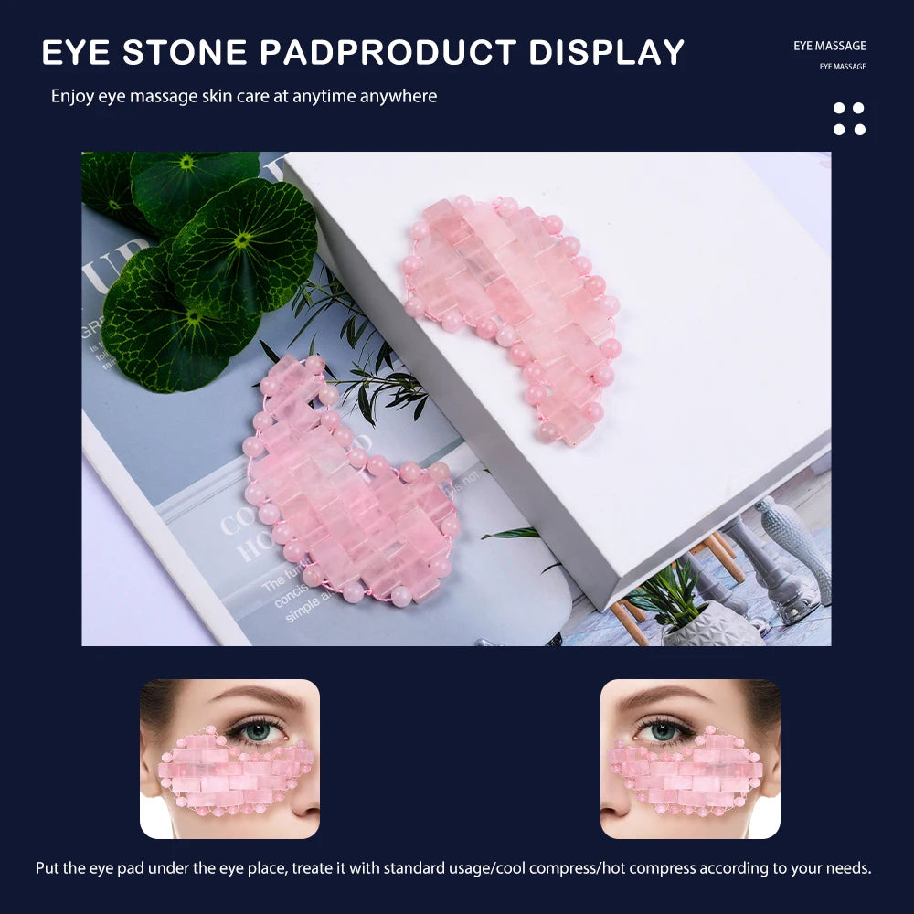 2 Pieces Mini Natural Rose Quartz Jade Eye Mask Massage Stone Sleep Mask Pade Face Massager Cool Compress