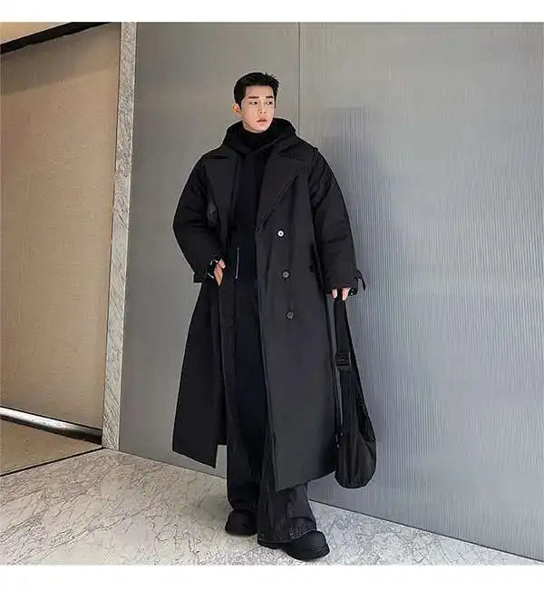 LUZHEN Winter Stylish Double Breasted Long Padded Coat Men's Original Design Thickened Knee-length Trench Trendy 2023 New Cac4db