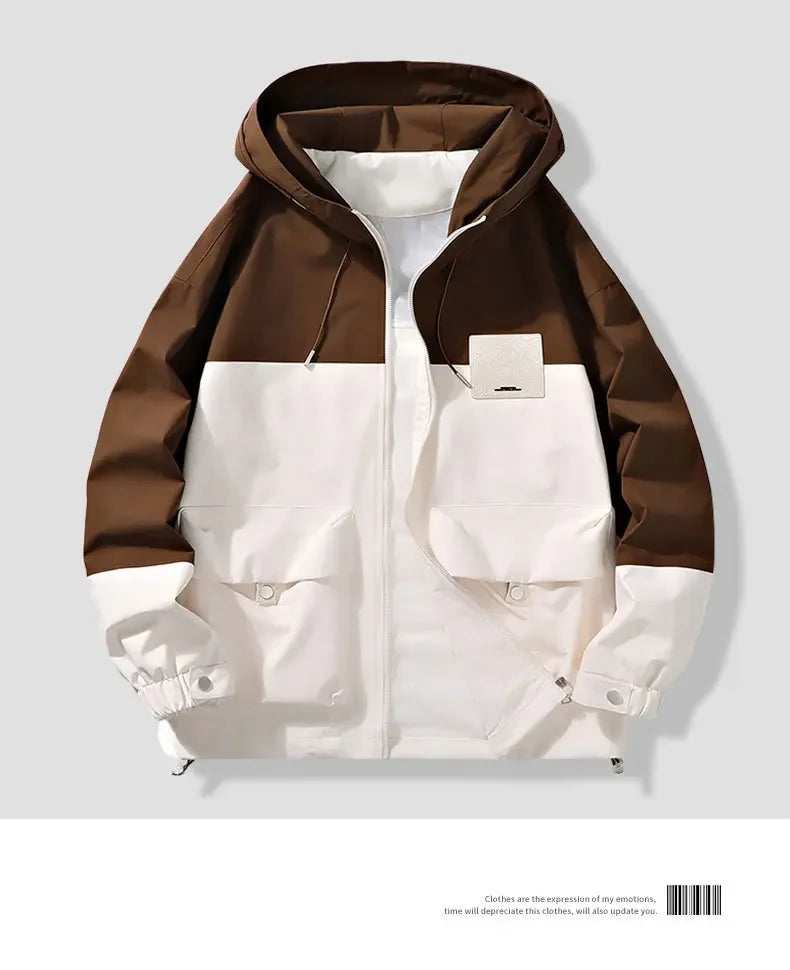 Autumn Men's Trendy Hooded Jacket Casual Versatile Fashion Top Cloth For Spring Autumn Seasons