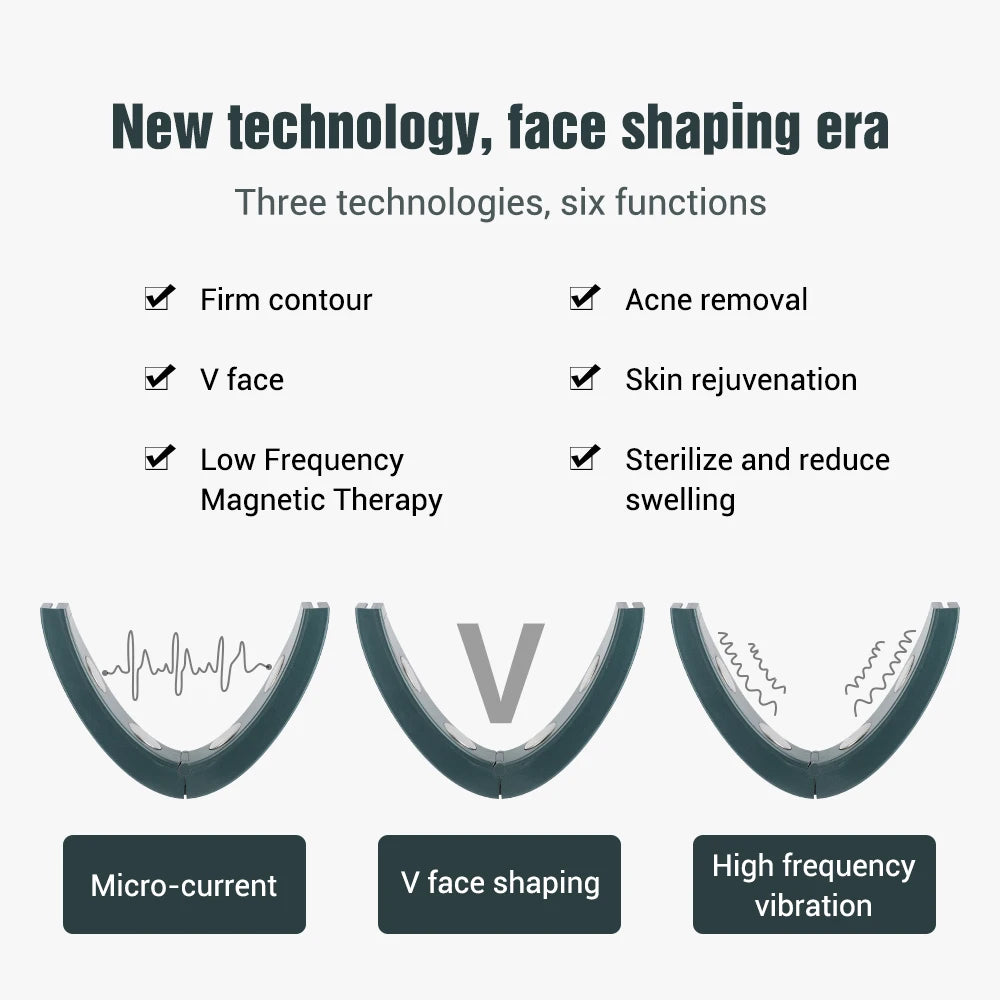 Facial Lifting Device Facial Slimming Vibration Massager Facial Heating Double Chin V Shape Lift Belt Face Hot Compress Massager