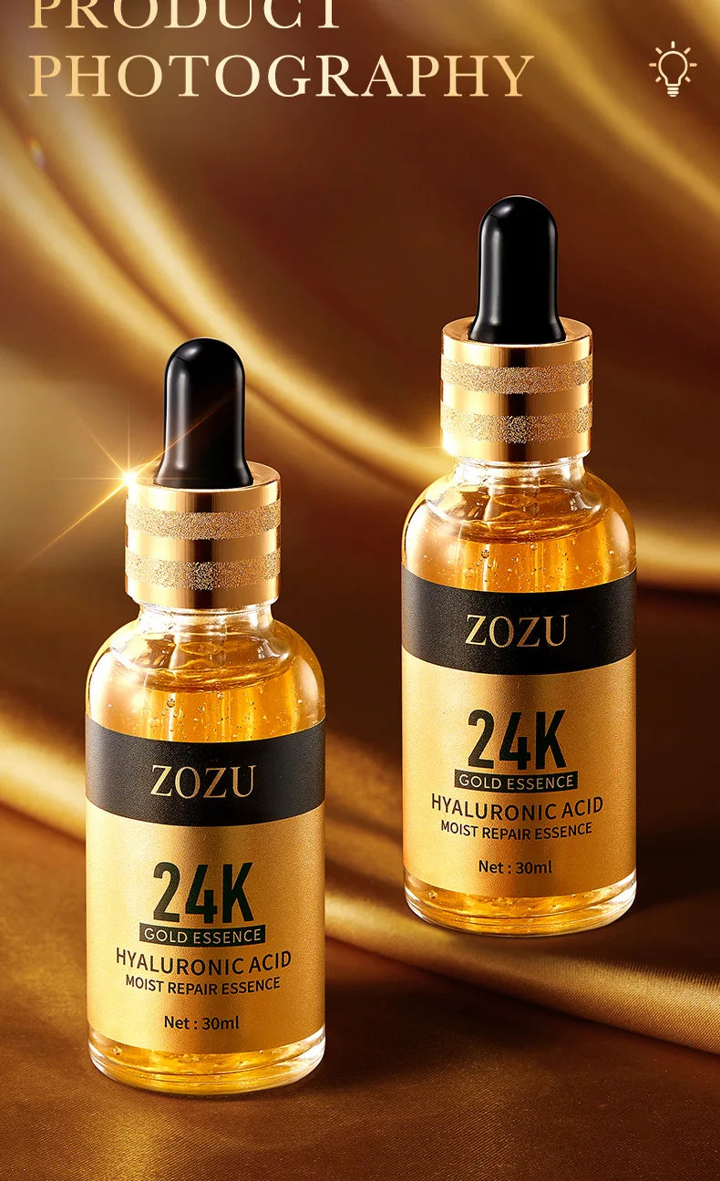 1/2/3pcs 24K Gold Hyaluronic Acid Serum Facial Essence Moisturizing Hydrating Anti-aging Face Serum Facial Skin Care Products