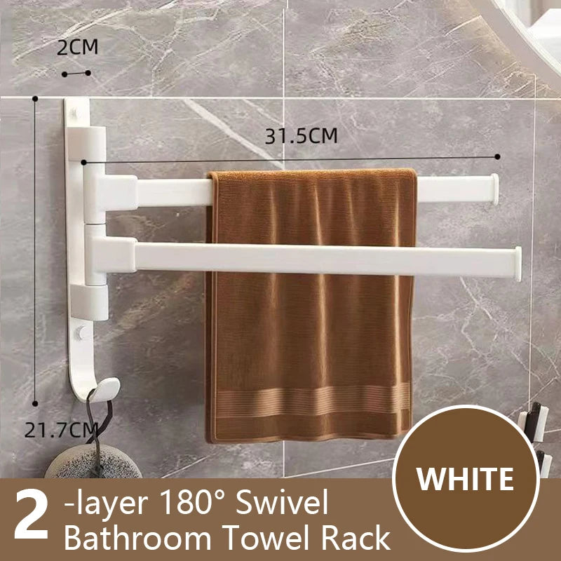 Bathroom Towel Rack Rotatable Towel Holder Space Aluminum 1/2/3/4/5-Bar Towel Hanger Kitchen Kitchen Hanging Wall Mounted