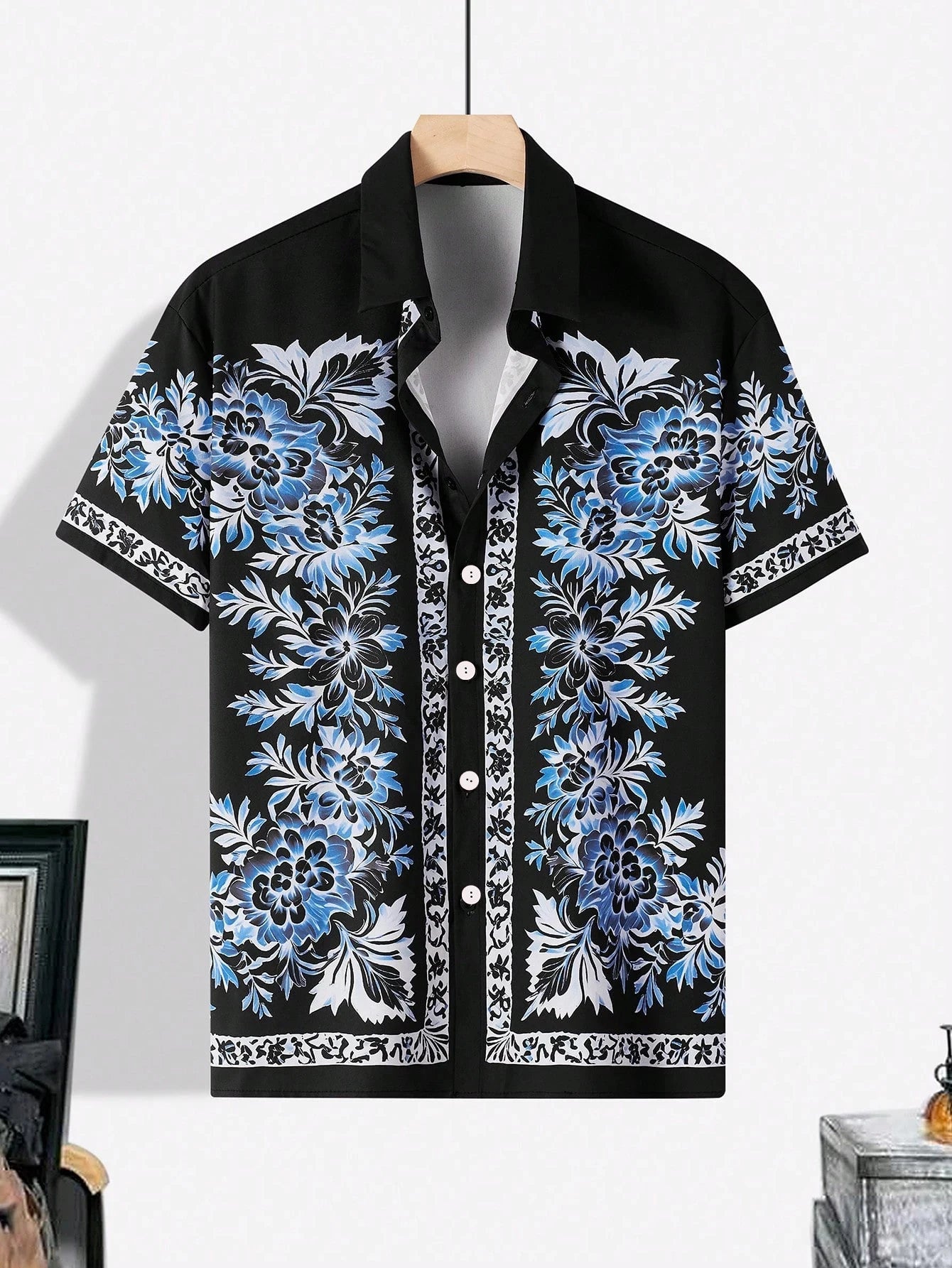 Men'S Summer Printed Vacation Shirt T-Shirt Loose Casual Button Cardigan Fashionable And Handsome Half Sleeved Men'S Top