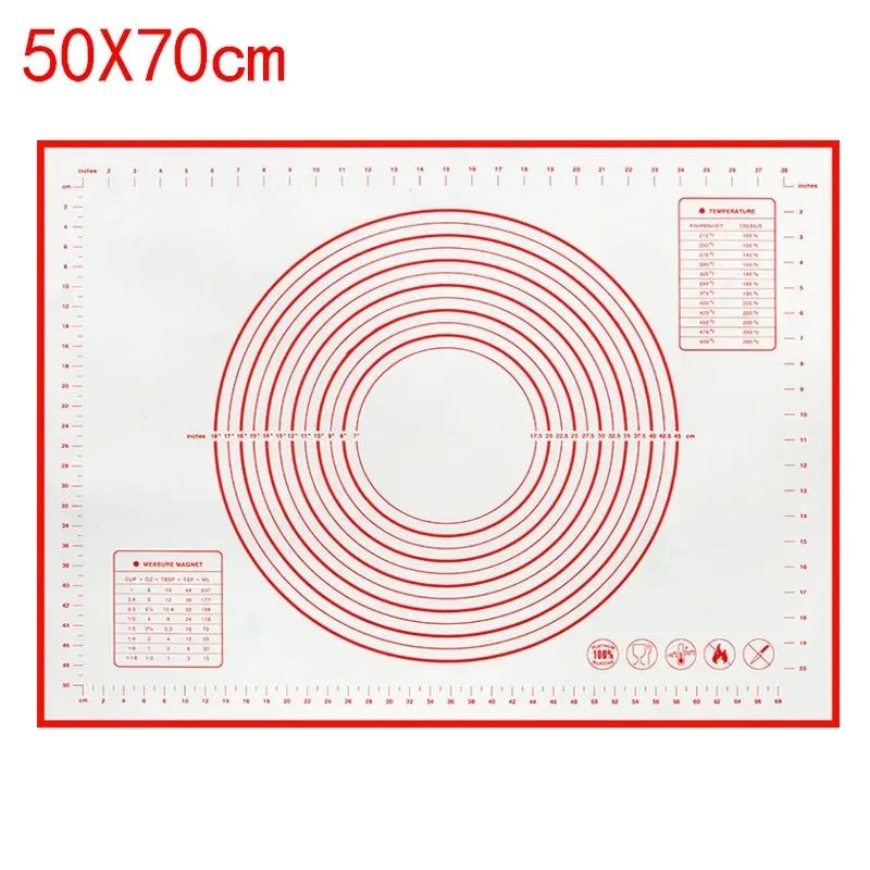 BUYYES 1PCS White And Red Kneading Mat Silicone Baking Mat Pizza Cake Dough Maker Kitchen Cooking Grill Gadget Baking Utensils