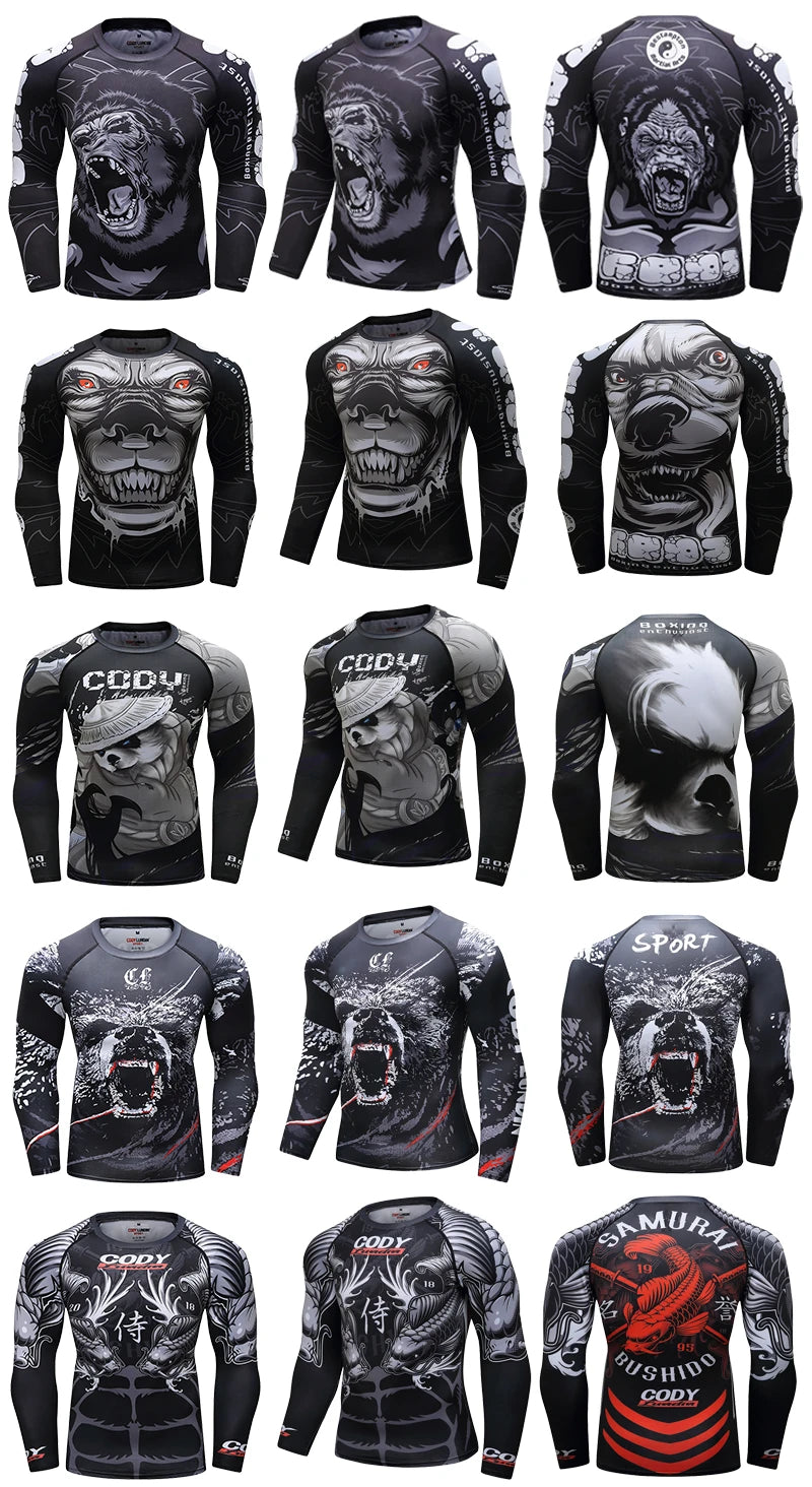 Popular Beach Surf Wear Short Sets For jiu jitsu Bjj No Gi Rashguard+Grappling Shorts Cool Westling stretchy Running Gym Clothes