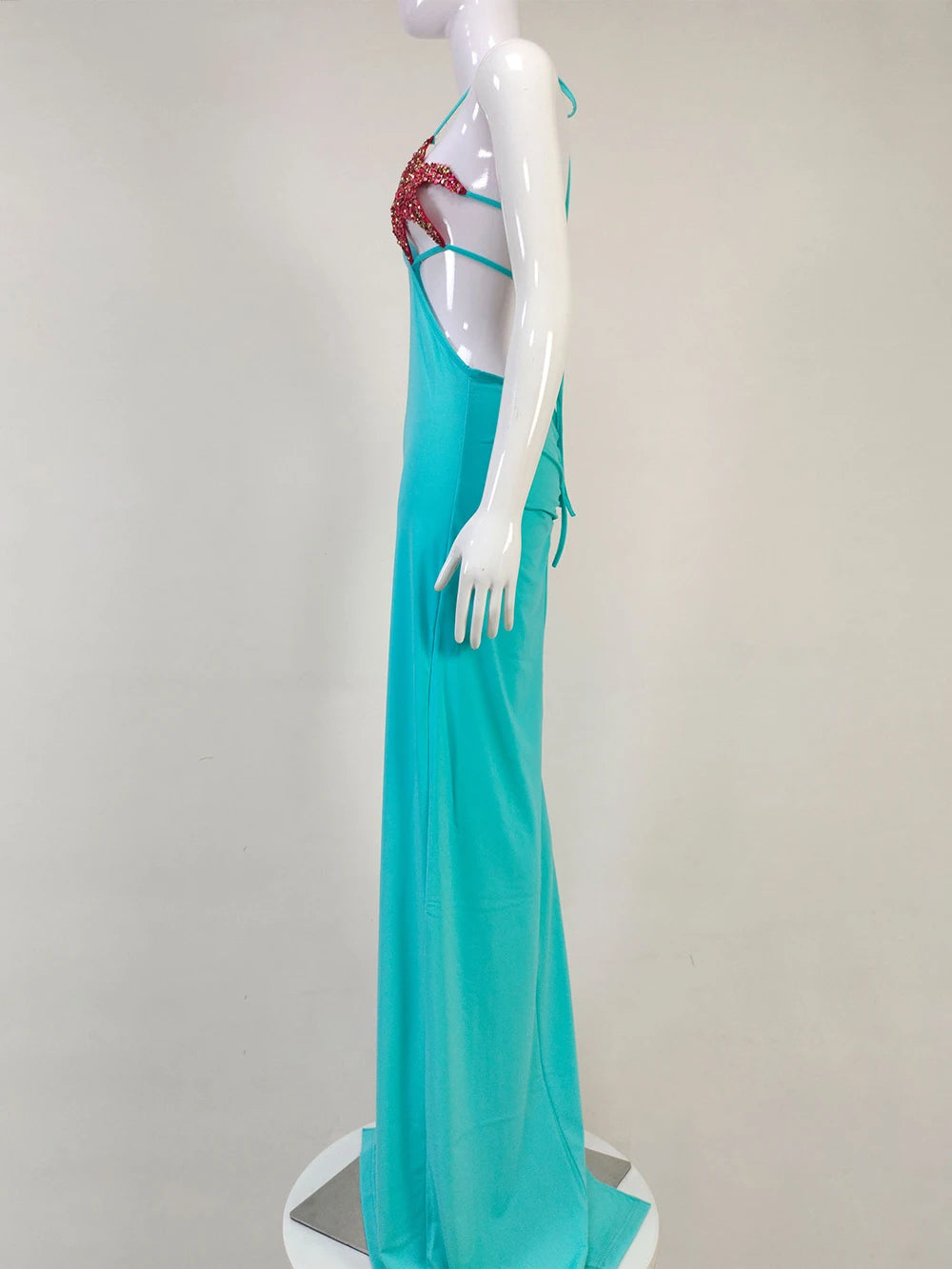 Tosca Starfish Bustier Split Maxi Dress Spaghetti Strap Backless Design Celebrity Party Vacation Sexy Lace-Up Maxi Long Dress